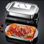Khay Nấu Ăn Inox, Khay Hấp Cá, Khay Đa Năng Inox Có Nắp